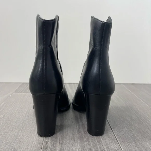 VINCE Erving Western Ankle Bootie Black Leather Stacked Heel Pointed Toe Boots 6 - Picture 8 of 16